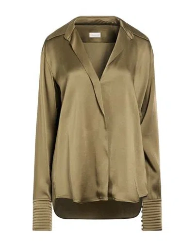 Dries Van Noten Woman Shirt Military Green Size 6 Acetate, Viscose