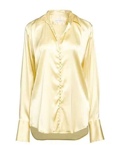Dries Van Noten Woman Shirt Pastel Yellow Size 8 Silk, Elastane In Black