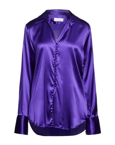 Dries Van Noten Woman Shirt Purple Size 4 Silk, Elastane In White