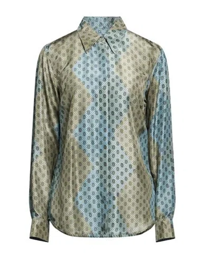 Dries Van Noten Woman Shirt Slate Blue Size 10 Silk