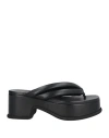 Dries Van Noten Leather Platform Thong Sandals In Black