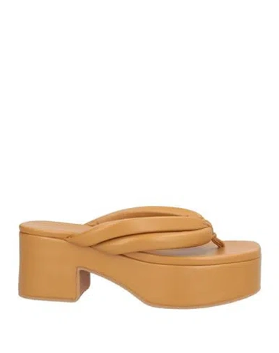 Dries Van Noten Woman Thong Sandal Camel Size 7 Leather In Brown