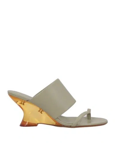 Dries Van Noten Woman Thong Sandal Sage Green Size 8 Leather In Gray