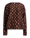 Dries Van Noten Woman Top Dark Brown Size 10 Silk In Brown