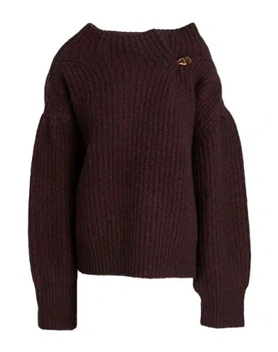 Dries Van Noten Woman Turtleneck Burgundy Size L Wool, Alpaca Wool, Polyamide In Brown
