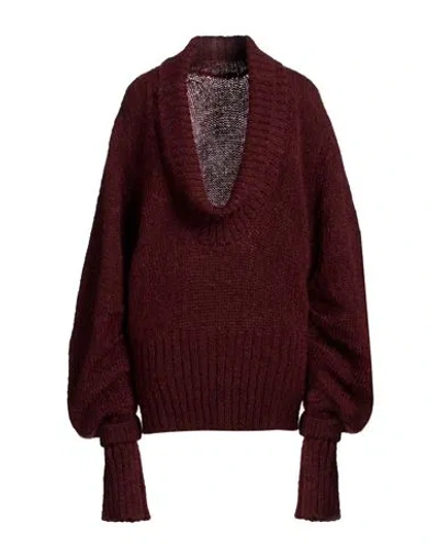 Dries Van Noten Woman Turtleneck Burgundy Size S Mohair Wool, Polyamide