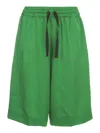 DRIES VAN NOTEN WOMAN`S GREEN VISCOSE SHORTS,POSTALA.9158