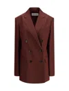 Dries Van Noten Double-breasted Polka Dot Blazer Jackets Bordeaux In Burgundy
