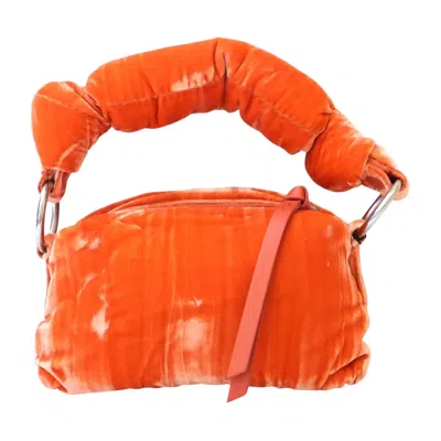 Pre-owned Dries Van Noten Women's 2010s Tangerine Orange Velvet Knot Handle Bag