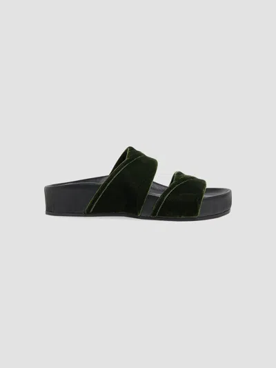 Dries Van Noten Women's 20mm Velvet Platform Sandals In Dark Green