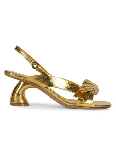 Dries Van Noten Women's 70mm Metallic Leather Slingback Sandals In Gold