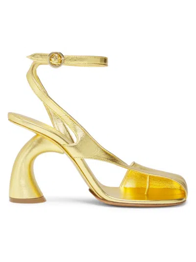 Dries Van Noten Cutout Metallic Leather Pumps In Gold