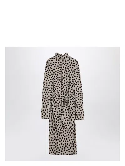 DRIES VAN NOTEN WOMEN'S ÃCRU POLKA DOT DRESS WITH BOW