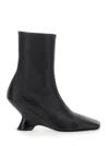 Dries Van Noten Pointed Toe Ankle Boots With Sculptural Heel In Black