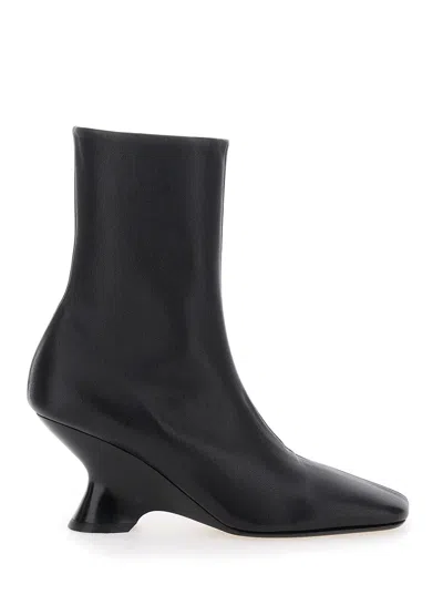 DRIES VAN NOTEN DRIES VAN NOTEN WOMEN BLACK ANKLE BOOTS WITH ROUNDED TOE IN LEATHER WOMAN