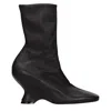 Dries Van Noten Women Black Ankle Boots With Rounded Toe In Leather Woman In Black