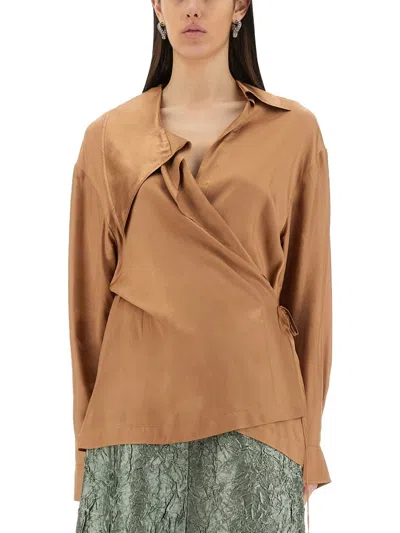 Dries Van Noten Women Asymmetrical Shirt In Brown