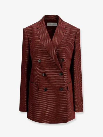 Dries Van Noten Bafya Double-breasted Patterned Blazer In Brown