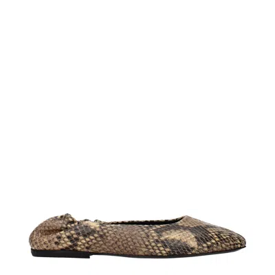 Dries Van Noten Women's Ballerina Shoes Brown Leather In Animal Print