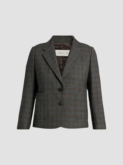 Dries Van Noten Women's Bamis Plaid Wool Blazer In Brown