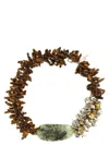 Dries Van Noten Chunky Beaded Necklace Metal Accents In Burgundy