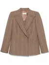 Dries Van Noten Double-breasted Crystal-embellished Checked Wool Blazer In Brown