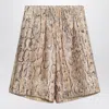 Dries Van Noten Straight Animal Print Sequin Embellished Shorts In Neutral