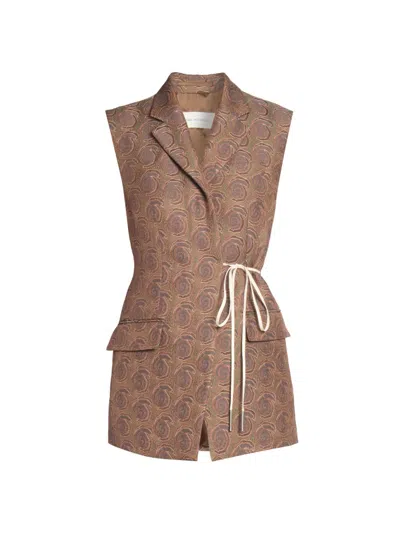 Dries Van Noten Women's Bimbila Printed Sleeveless Blazer In Brown
