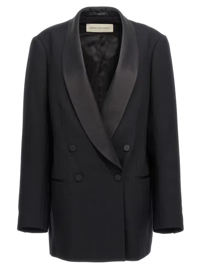Dries Van Noten Women Black Blinker Tux Blazer In Blue