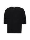 Dries Van Noten Women Black Cotton Draped T-shirt In Black