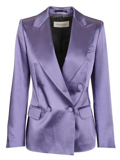 Dries Van Noten Women Blazer In Shiny Satin In Purple