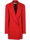 Dries Van Noten Fitted Double Breasted Wool Blazer In Red