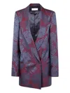 Dries Van Noten Floral Long Sleeve Jacket Front Pockets In Purple
