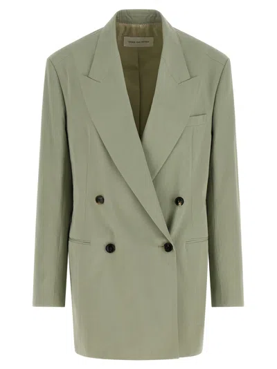 Dries Van Noten Bliss Blazer Double Breasted Notch Lapel In Gray