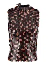 Dries Van Noten Women Bordeaux High Neck Top With All-over Sequins In Viscose Woman In Brown