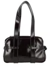 Dries Van Noten Ruby Red Leather Medium Bowling Shoulder Bag In Black