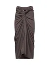 Dries Van Noten Brown Twist-front Draped Midi-skirt In Brown