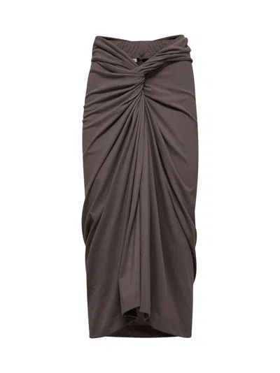 DRIES VAN NOTEN DRIES VAN NOTEN WOMEN BROWN JERSEY KNOTTED MIDI SKIRT
