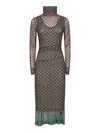 Dries Van Noten Printed Mesh Layered Midi Dress In Multi