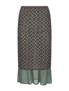Dries Van Noten Women Brown Printed Mesh Layered Midi Skirt In Multi