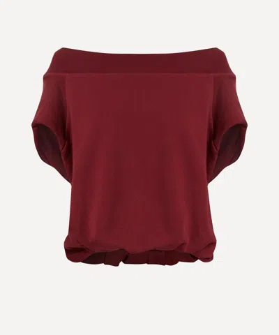 Dries Van Noten Women's Burgundy Off-the-shoulder Sweatshirt