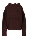 Dries Van Noten Women Burgundy Oversized Wool Sweater In Multi