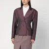 Dries Van Noten Burgundy Striped Jacket With Padded Balls In Burgundy