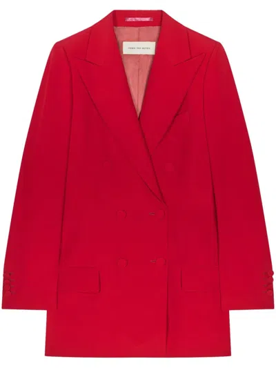 Dries Van Noten Women Byla Wool Double-breasted Fitted Blazer In Red