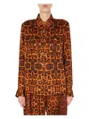 Dries Van Noten Leopard-print Satin Blouse In Red