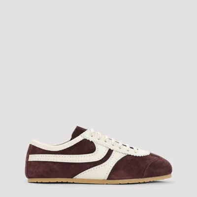 Dries Van Noten Women's Calf & Cow Leather Sneakers With Rubber Sole In Brown