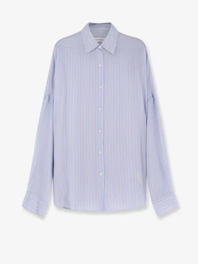 Dries Van Noten Women Casia Cupro Shirt With Striped Pattern In Black