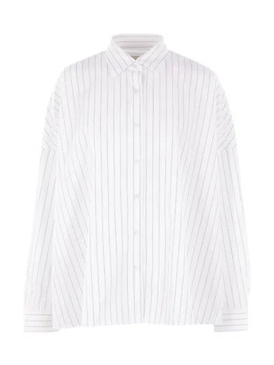 Dries Van Noten Women Casia Oversized Striped Poplin Shirt In White