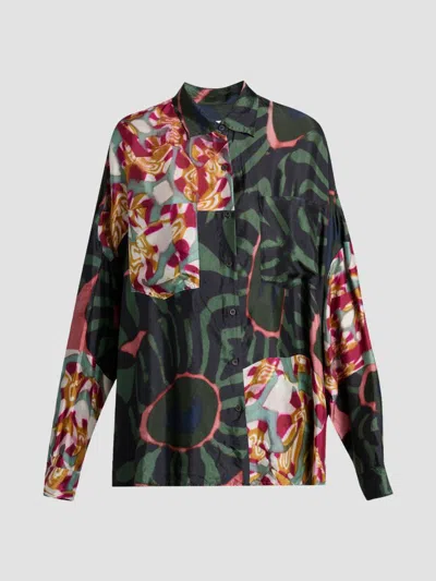 Dries Van Noten Women's Casia Printed Fluid Shirt In Khaki