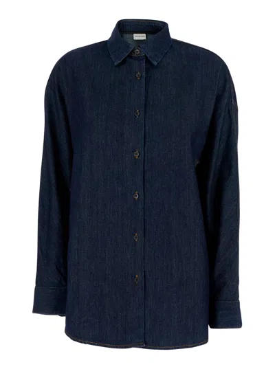 Dries Van Noten Women 'casio' Blue Shirt With Classic Collar In Denim Woman